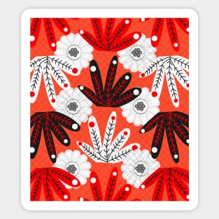 Festive floral ornament in red Sticker